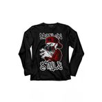 Brooklyn Hip Hop Rap MusicGrafitti Uzun Kollu Tişört Baskılı T-Shirt Siyah