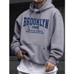 Brooklyn New York 1898 Baskı Erkek Kazakları Vintage Sıcak Moda Kapüşonlular Günlük Yumuşak G