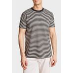 Brooks Brothers Bisiklet Yaka Çizgili T-Shirt Erkek T Shirt BBSS26MTS016157 - Lacivert - Beyaz