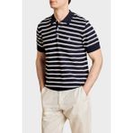 Brooks Brothers Çizgili Rayon Kısa Kollu Düğmeli Polo Yaka Kazak Erkek Polo Yaka Kazak BBSS26MKL004388 - Lacivert - Beyaz