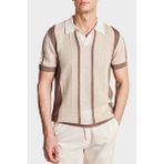 Brooks Brothers Düğmesiz Çizgili Keten Karışımlı Kısa Kollu Polo Yaka Kazak Erkek Polo Yaka Kazak BBSS26MKL008463 - XL