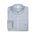 Brooks Brothers Erkek Slim Fit Tüm Pamuk Karışık Ekose İşlemeli Elbise Gömlek, 220413 Mor/Mavi/Yeşil, M