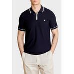 Brooks Brothers Petek Örgü Rayon Kısa Kollu Fermuarlı Polo Yaka Kazak Erkek Polo Yaka Kazak BBSS26MKL007388 - Lacivert - Beyaz - XL