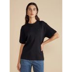 Brooks Brothers Siyah Kadın Standart T-Shirt Bisiklet Yaka Oversize T-Shirt - M