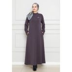 Broş Detaylı Elbise-Antrasit - 1