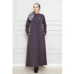 Broş Detaylı Elbise-Antrasit