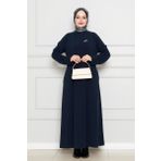Broş Detaylı Elbise-Lacivert