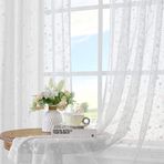 BROSHAN Beyaz Yıldız Desenli Şeffaf Perdeler 160 cm Uzunluk, Sevimli Çocuk Yatak Odası Perdeleri 2 Panel Set 152 cm Geniş Dantel Perdeler Örgü Şeffaf Pencere Perde Perdeleri Oturma Odası, Çubuk Cep