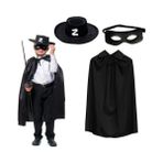 BROSK9 Zorro Pelerin Şapkası ve Maske Seti Çocuk Boy - Natural