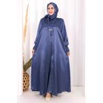 Broşlu Abaya Takım Şal Hediye 7055 Lacivert