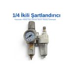 BROTECH 1/4 İkili Hava Şartlandırıcı - Filtreli Regülatör Ve Yağlayıcı Kompresör Seti (Manometreli)