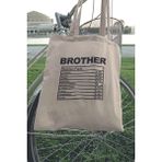 Brother Nutrition Facts Abi Erkek Kardeş Hediyelik Baskılı %100 Pamuklu Ham Bez Bej Çanta