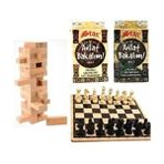 Brother Toys Ahşap Satranç Takımı ve Jenga Anlat Bakalım 3'lü Oyun Seti Premium Tasarım ile Eğlenceli