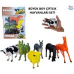 Brother Toys Büyük Boy 6'lı Çiftlik Hayvanları Koyun İnek Keçi At Eşek Oyuncak Hayvan - Karışık-Çok Renkli