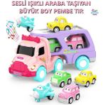 Brother Toys Büyük Boy Taşıyıcı Sesli Işıklı Oyuncak Kamyon Taşıyıcı Tır 34 Cm. - Pembe