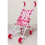 Brother Toys Çilek Desenli Oyuncak Metal Puset Baston Bebek Arabası Kırmızı-Beyaz Desenli