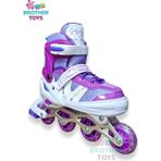 Brother Toys Çocuk Pateni Işıklı Numara Ayarlanabilen 2+2 ve 2+1+1 Teker Mor Paten Çantalı - 34 - 37