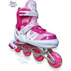 Brother Toys Çocuk Pateni Işıklı Numara Ayarlanabilen 2+2 ve 2+1+1 Teker Pembe Paten Çantalı - 30-33 - Açık Pembe