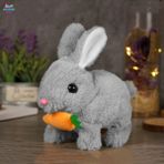 Brother Toys Elektronik Pilli Zıplayan Hareketli Peluş Sevimli Havuç Tavşan Oyuncak 18 Cm. Beyaz Gri Pembe Bej