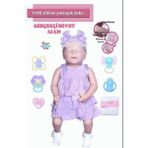 Brother Toys Gerçekçi Et Bebek 43 cm Mor Renkli %100 Silikon Yumuşak Vücut Oyuncak