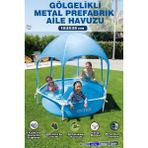 Brother Toys Intex Büyük Boy Gölgelikli Prefabrik Aile Havuzu 183X38 Dayanıklı Çerçeveli Bahçe Havuz