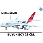 Brother Toys Metal Gövdeli Büyük Boy 23 Cm. Sesli Işıklı Çekbırak Oyuncak Uçak Türk Hava Yolları Thy
