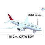 Brother Toys Metal Gövdeli Orta Boy 18 Cm. Sesli Işıklı Çekbırak Oyuncak Uçak Türk Hava Yolları Thy