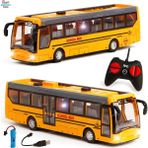 Brother Toys Şarjlı Uzaktan Kumandalı 3D Işıklı Okul Otobüsü Sesli Oyuncak Otobüs 20.5 cm - Sarı - Siyah