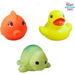 Brother Toys Suda Yüzen Ses Çıkaran Vinil 3 Adet Banyo Oyuncağı Balık, Kaplumbağa, Balina Oyuncak 7 Cm.