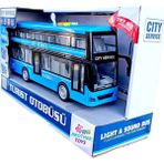 Brother Toys Turist Gezi Otobüsü Iki Katlı Ön ve Orta Kapısı Açılabilen Sesli Işıklı Oyuncak Şehir Otobüs 27 cm - Mavi