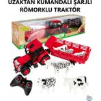 Brother Toys Uzaktan Kumandalı Şarjlı Römorklu Traktörfull Fonksiyon Çiftlik Hayvanı Veya Odun Taşıyan Oyuncak - Kırmızı