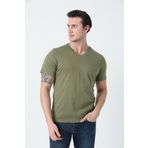 Brothers ERKEK V YAKALI LOGO NAKIŞLI LİKRA SÜPREM BASIC T-SHIRT