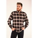 Brothers Minimalist Uzun Kol Kareli Erkek Gömleği - Günlük & Şık - Siyah - Bej - 2XL