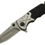 Browning 8-10 Siyah Kurtarma / Kamp Çakı 16,5cm - Yarı Otomatik, Kemerlikli, Cam Kırma ve İp Kesme Aparatlı, Ok Figürlü