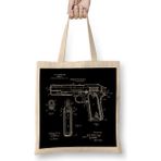 Browning Pistol Patent Blueprint Bez Çanta Uzun Saplı - Açık Bej - 40 X 40