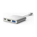 Brs Type-C To HDMI USB 3.0 Çevirici 3'in 1 Dönüştürücü Adaptör - Gri
