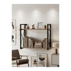 BRTWOODS Duvara Monte Metal Ahşap Kitaplık Dekoratif Salon Rafı