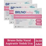 Bruno Baby Nazal Aspiratör Yedek Ucu 10'lu 3 Paket Yumuşak ve Kolay Temizlenebilir Uçlar
