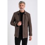 Bruno Erkek Uzun Deri Kaban - Kahverengi - Kahverengi - 5XL