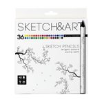 Bruno Visconti Sketch&art Profesyonel Kuru Boya Kalemi Kalın Gövde 4 mm Grafit 36 Renk