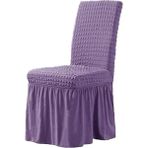 Brürümcük Etekli Sandalye Kılıfı, Lastikli,esnekli Sandalye Örtüsü 1 Adet - 35 x 45 cm - Lila