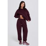 Brushed Cotton Jersey Mid-Rise Relaxed Joggers In Burgundy - 2XS - Bordo