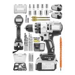 Brushless 58 v 5ah Çelik Şanzıman 10 Pilli Çift Akülü Darbeli Şarjlı Matkap Vidalama-BEYAZ