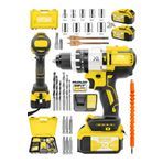 Brushless 58 v 5ah Çelik Şanzıman 10 Pilli Çift Akülü Darbeli Şarjlı Matkap Vidalama-SARI