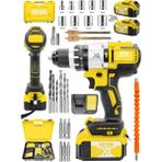 BRUSHLESS21V 3000MAH Çelik Şanzıman 10 Pilli Çift Akülü Darbeli Şarjlı Matkap Vidalama-Sarı