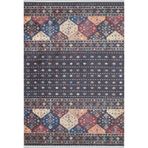 Brusy Siyah Modern Geometrik Etnik Eskitme Desenli Boho Makinada Yıkanabilir Hafif Hav Toz Vermez Leke Tutmaz Kaymaz Taban Dijital Makine Baskı Halı Oturma Odası Salon Yolluk Koridor Mutfak Halısı