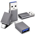 BRV Explorer 4 Paket USB C - USB Adaptörü (2'li Paket) ve USB'den USB'ye C Adaptörü (2'li Paket), USB A'dan USB'ye 3.1 Adaptör, Tip C - USB Adaptörü iPhone Samsung Google PC MacBook Pro Airpods iPad Dizüstü Tablet