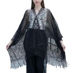 BRYCTSISEN Kadınlar için Dantel Şal ve Sarar 1920'ler Pashmina Pelerin Hırka Akşam Düğün Gatsby Kostüm Partisi için, Siyah, Tek Beden