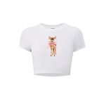 BRZ COLLECTION Kadın Kurdele Ceylan Crop T-shirt Beyaz