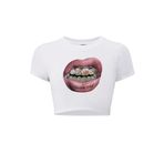 BRZ COLLECTION Kadın Timeless Art Crop T-shirt Beyaz